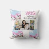 かわいい最高のママピンクの花5枚の写真コラージュ クッション (正面)