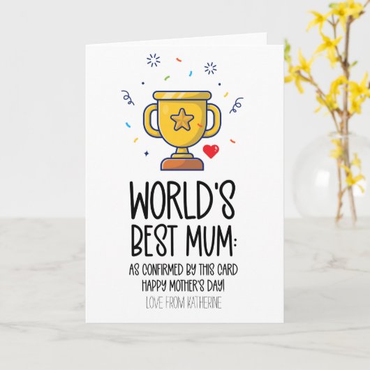 かわいい最高の世界母おもしろい母の日 カード (黄色い花)