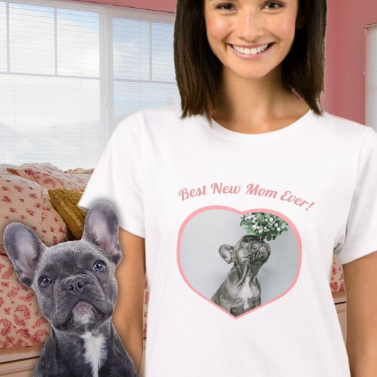 かわいい最高の新しい母親ベビーの写真の赤ちゃん少女ハート Tシャツ