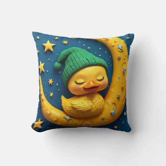 ✨ かわいい月とアヒルの女の子のための保育園インテリア 🌙 クッション (正面)