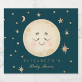 かわいい月とスターネイビー赤ちゃんシャワー リキュールボトルラベル (シングルラベル)