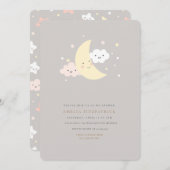 かわいい月とスターベビーシャワー招待状 招待状 (正面/裏面)