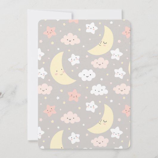かわいい月とスターベビーシャワー招待状 招待状 (裏面)