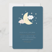 かわいい月と星のベビーシャワー招待状 ネイビー 招待状 (正面)