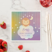かわいい月と星の上にライオンかわいい赤ちゃんシャワー スタンダードランチョンナプキン (インサイチュ)