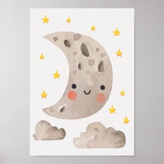 かわいい月と星の子供部屋インテリア ポスター (正面)