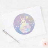 かわいい月と星バニーガールベイビーシャワー ラウンドシール (封筒)