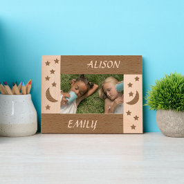 かわいい月と星2名前をカスタムする レーザー彫刻フレーム