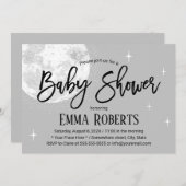 かわいい月と輝く小さな星ベビーシャワー 招待状 (正面/裏面)