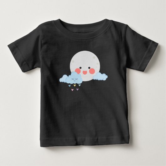 かわいい月と雲のデザイン ベビーTシャツ (正面)