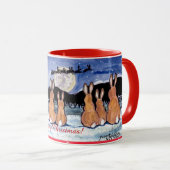 "かわいい月のウサギ"のクリスマスのデザインのマグ! マグカップ (正面右)