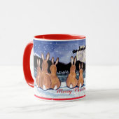 "かわいい月のウサギ"のクリスマスのデザインのマグ! マグカップ (正面左)