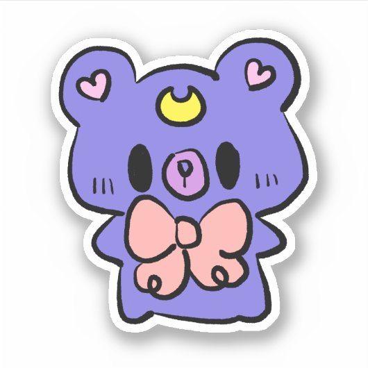 かわいい月のクマのステッカー 女子 アニメ シール (正面)