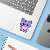 かわいい月のクマのステッカー 女子 アニメ シール (ノートパソコンとiPhone)