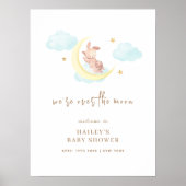 かわいい月のバニーの赤ちゃんシャワーへようこそ ポスター (正面)