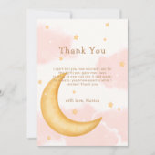 かわいい月の星輝く女の子の赤ちゃんシャワー サンキューカード (正面)