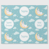 かわいい月の眠っているうさぎ ラッピングペーパー (フラット)