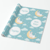 かわいい月の眠っているうさぎ ラッピングペーパー (アンロールド)