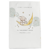 かわいい月スターズエレファントバニーニュートラルベビーシャワー ミディアムペーパーバッグ (正面)