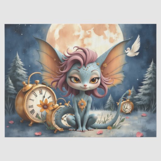 かわいい月夜の幻想生物 薄葉紙 (正面)