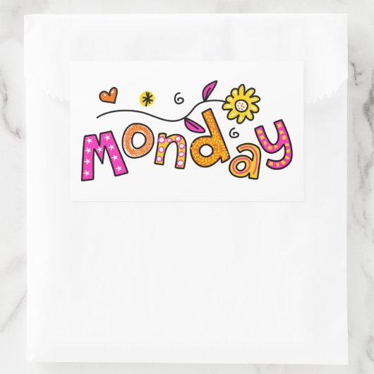 かわいい月曜の週の日の挨拶文字式 長方形シール (バッグ)