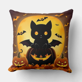 🌕🐱 かわいい月猫カボチャハロウィンほっこりナイト🧡 クッション