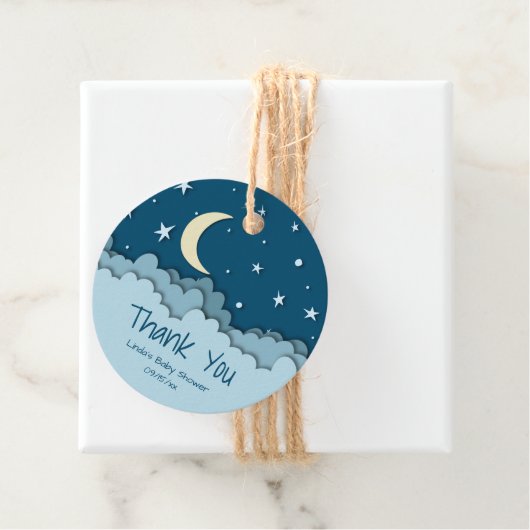 かわいい月&スターダークブルーありがとう赤ちゃんシャワー フェイバータグ (インサイチュ)
