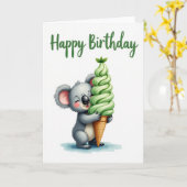 かわいい有袋類の誕生日カード カード (黄色い花)