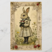 かわいい服を着たウサギ、花CK3スクラップブック紙 (正面)