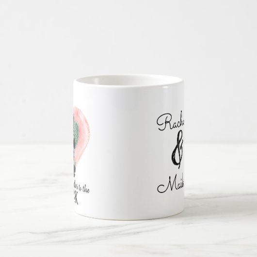 かわいい服エレガントを着た水彩のドレスサボテンプン コーヒーマグカップ (中央)