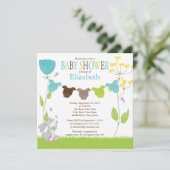 かわいい服飾のボーイベビーシャワー招待状 招待状 (スタンド正面)