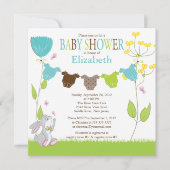 かわいい服飾のボーイベビーシャワー招待状 招待状 (正面)