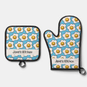 かわいい朝食の卵 鍋つかみ&鍋敷きセット (正面)