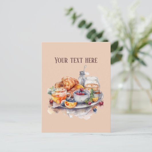 かわいい朝食の愛好家を追加文字 ポストカード (スタンド正面)