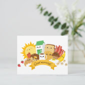 かわいい朝食はがき ポストカード (スタンド正面)