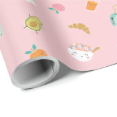 かわいい朝食オンピンク ラッピングペーパー (ロールコーナー)
