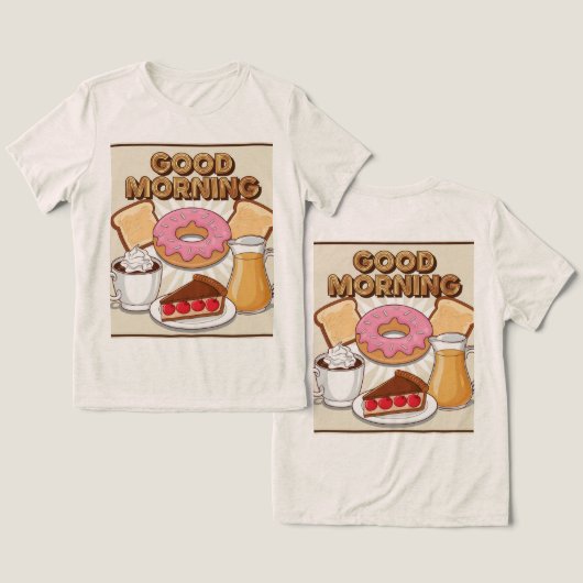 かわいい朝食グッドモーニング トライブレンドTシャツ (デザイン正面&裏面)