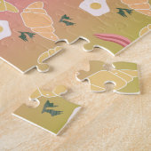 かわいい朝食パターンとレインボーグラデーシグラデーションョン ジグソーパズル (側面)