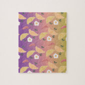 かわいい朝食パターンとレインボーグラデーシグラデーションョン ジグソーパズル (縦)