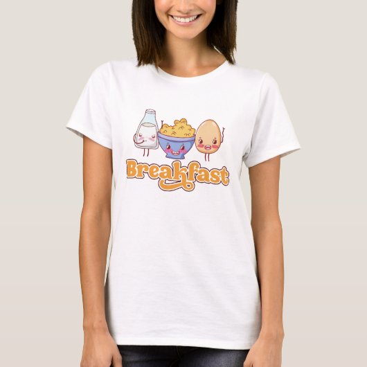 かわいい朝食フード系グラフィック Tシャツ (正面)