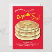 かわいい朝食ブランチキッズ1stバースデーパンケーキ 招待状 (正面)