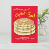 かわいい朝食ブランチキッズ1stバースデーパンケーキ 招待状 (スタンド正面)