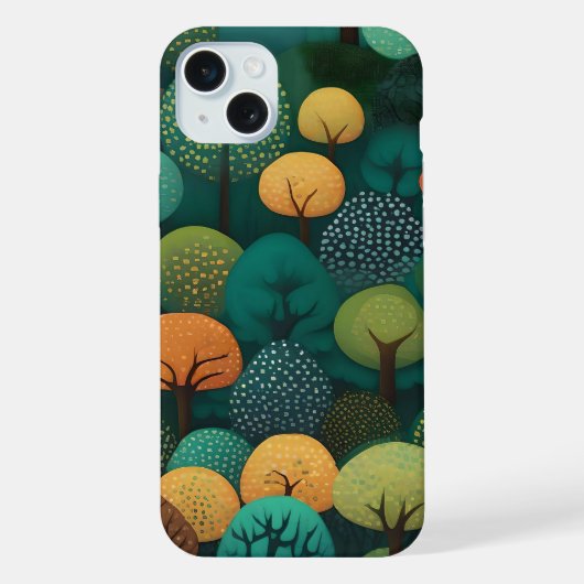 かわいい木々のデジタルアート iPhoneケース (裏面)