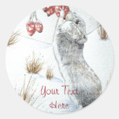 かわいい木のネズミの雪のシーンのクリスマス ラウンドシール (正面)