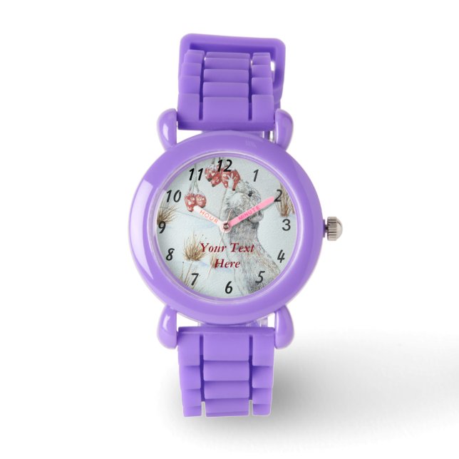 かわいい木のネズミの雪のシーン 腕時計 (正面)
