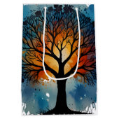 かわいい木の命の水色 ミディアムペーパーバッグ (裏面)