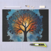 かわいい木の命の水色 薄葉紙 (クラフト)