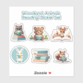 かわいい木の読国の動物の本の物語 シール (シート)