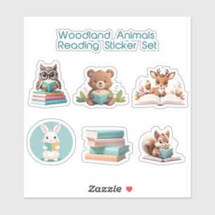 かわいい木の読国の動物の本の物語 シール