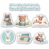 かわいい木の読国の動物の本の物語 シール (正面)